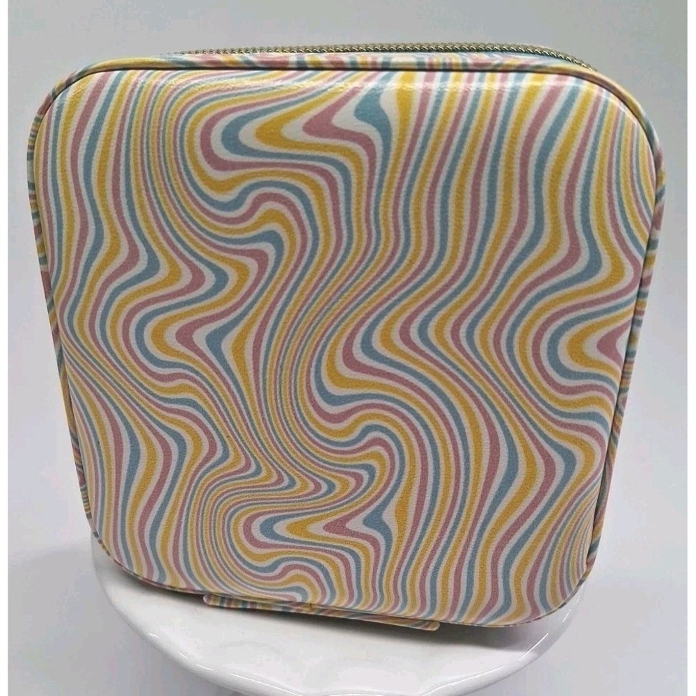 Travel Jewelry Box w/ Multiple Compartments - Pastel Psychedelic Print 4x4x2